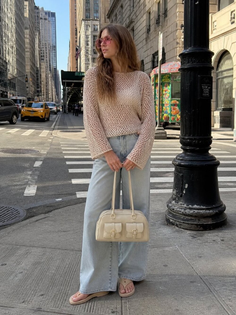 Light Beige Italian Leather Shoulder Bag – Vintage Inspired Mini Satchel Purse